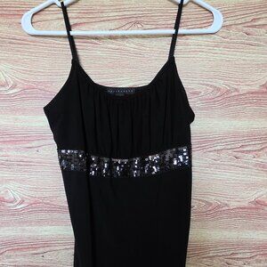Black Sequin Empire-Waist Cami Top – Size L (12–14)